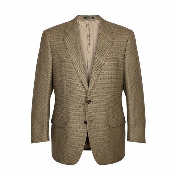 Vintage Lauren Ralph Lauren Silk Wool Blazer Jacket Men Size 44L Houndstooth
